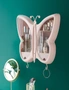 SOGA Pink Butterfly Shape Wall-Mounted Makeup Organiser Dustproof Waterproof Bathroom Storage Box Home Decor, hi-res