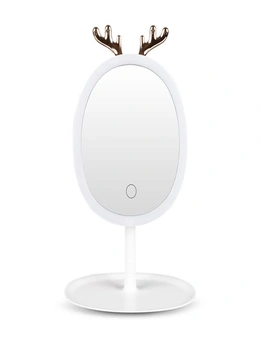 SOGA White Antler LED Light Makeup Mirror Tabletop Vanity Home Decor