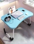 SOGA 2X Blue Portable Bed Table Adjustable Foldable Bed Sofa Study Table Laptop Mini Desk with Notebook Stand Card Slot Holder Home Decor, hi-res
