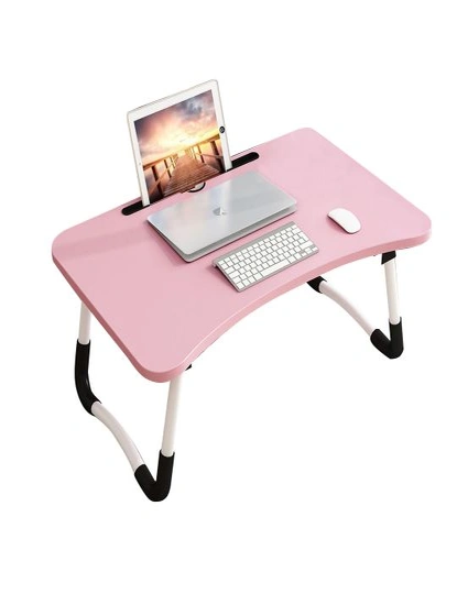 SOGA Pink Portable Bed Table Adjustable Foldable Bed Sofa Study Table Laptop Mini Desk with Notebook Stand Card Slot Holder Home Decor, hi-res image number null