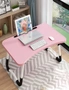 SOGA Pink Portable Bed Table Adjustable Foldable Bed Sofa Study Table Laptop Mini Desk with Notebook Stand Card Slot Holder Home Decor, hi-res