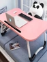 SOGA Pink Portable Bed Table Adjustable Foldable Bed Sofa Study Table Laptop Mini Desk with Notebook Stand Card Slot Holder Home Decor, hi-res