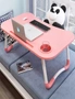 SOGA Pink Portable Bed Table Adjustable Folding Mini Desk Notebook Stand Card Slot Holder with Cup-Holder Home Decor, hi-res