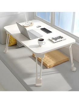 SOGA White Portable Bed Table Adjustable Folding Mini Desk With Cup-Holder Home Decor