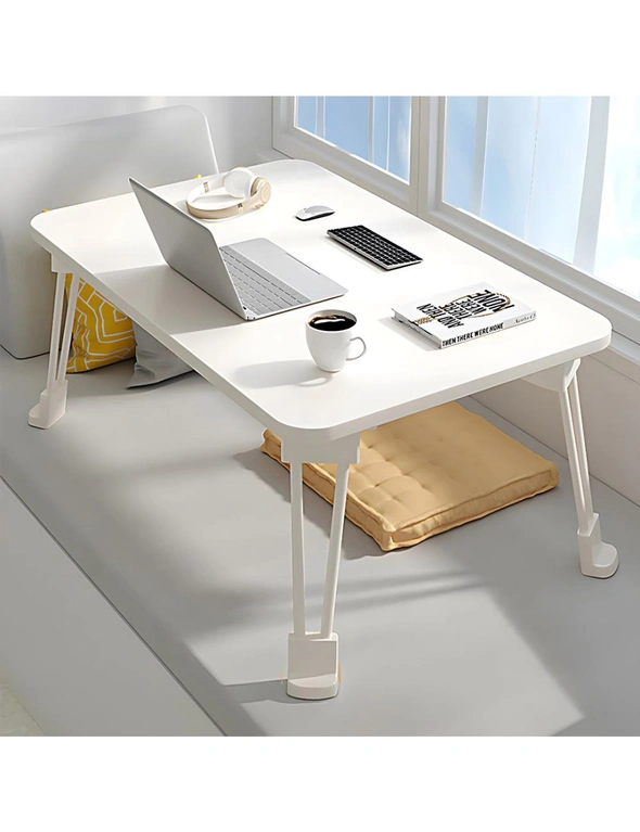 SOGA White Portable Bed Table Adjustable Folding Mini Desk With Cup-Holder Home Decor, hi-res image number null