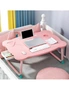 SOGA Pink Portable Bed Table Adjustable Folding Mini Desk With Mini Drawer and Cup-Holder Home Decor, hi-res