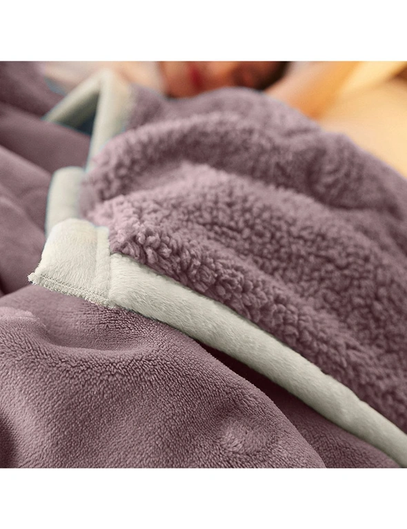 SOGA Light Purple Throw Blanket Warm Cozy Double Sided Thick Flannel Coverlet Fleece Bed Sofa Comforter, hi-res image number null