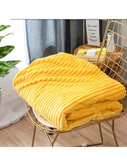 SOGA 2X Yellow Throw Blanket Warm Cozy Striped Pattern Thin Flannel Coverlet Fleece Bed Sofa Comforter