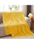 SOGA 2X Yellow Throw Blanket Warm Cozy Striped Pattern Thin Flannel Coverlet Fleece Bed Sofa Comforter, hi-res