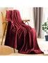 SOGA Burgundy Throw Blanket Warm Cozy Striped Pattern Thin Flannel Coverlet Fleece Bed Sofa Comforter, hi-res