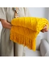 SOGA Yellow Diamond Pattern Knitted Throw Blanket Warm Cozy Woven Cover Couch Bed Sofa Home Decor with Tassels, hi-res