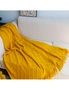 SOGA Yellow Diamond Pattern Knitted Throw Blanket Warm Cozy Woven Cover Couch Bed Sofa Home Decor with Tassels, hi-res