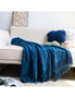 SOGA Royal Blue Diamond Pattern Knitted Throw Blanket Warm Cozy Woven Cover Couch Bed Sofa Home Decor with Tassels, hi-res
