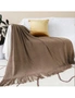 SOGA Coffee Acrylic Knitted Throw Blanket Solid Fringed Warm Cozy Woven Cover Couch Bed Sofa Home Decor, hi-res