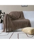 SOGA Coffee Acrylic Knitted Throw Blanket Solid Fringed Warm Cozy Woven Cover Couch Bed Sofa Home Decor, hi-res