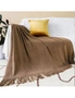 SOGA 2X Coffee Acrylic Knitted Throw Blanket Solid Fringed Warm Cozy Woven Cover Couch Bed Sofa Home Decor, hi-res