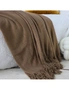 SOGA 2X Coffee Acrylic Knitted Throw Blanket Solid Fringed Warm Cozy Woven Cover Couch Bed Sofa Home Decor, hi-res