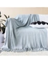 SOGA Grey Acrylic Knitted Throw Blanket Solid Fringed Warm Cozy Woven Cover Couch Bed Sofa Home Decor, hi-res