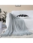 SOGA Grey Acrylic Knitted Throw Blanket Solid Fringed Warm Cozy Woven Cover Couch Bed Sofa Home Decor, hi-res