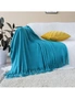 SOGA Blue Acrylic Knitted Throw Blanket Solid Fringed Warm Cozy Woven Cover Couch Bed Sofa Home Decor, hi-res