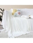 SOGA 2X White Acrylic Knitted Throw Blanket Solid Fringed Warm Cozy Woven Cover Couch Bed Sofa Home Decor, hi-res