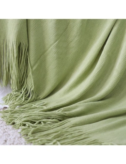 SOGA Green Acrylic Knitted Throw Blanket Solid Fringed Warm Cozy Woven Cover Couch Bed Sofa Home Decor