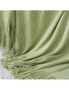SOGA Green Acrylic Knitted Throw Blanket Solid Fringed Warm Cozy Woven Cover Couch Bed Sofa Home Decor, hi-res