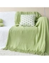 SOGA Green Acrylic Knitted Throw Blanket Solid Fringed Warm Cozy Woven Cover Couch Bed Sofa Home Decor, hi-res