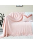 SOGA Pink Acrylic Knitted Throw Blanket Solid Fringed Warm Cozy Woven Cover Couch Bed Sofa Home Decor, hi-res