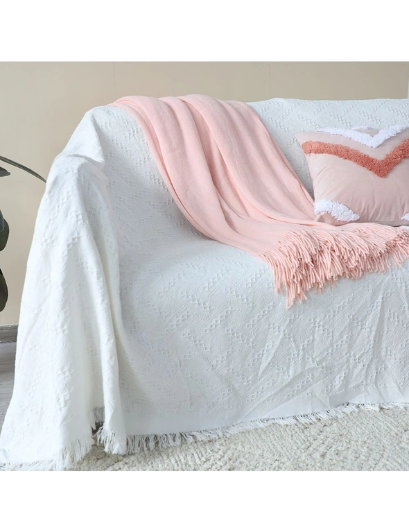 SOGA Pink Acrylic Knitted Throw Blanket Solid Fringed Warm Cozy Woven Cover Couch Bed Sofa Home Decor, hi-res image number null