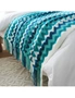 SOGA 2X 170cm Blue Zigzag Striped Throw Blanket Acrylic Wave Knitted Fringed Woven Cover Couch Bed Sofa Home Decor, hi-res