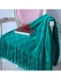 SOGA 2X Teal Diamond Pattern Knitted Throw Blanket Warm Cozy Woven Cover Couch Bed Sofa Home Decor with Tassels, hi-res