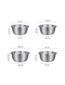 SOGA 2X Stainless Steel Nesting Basin Colander Perforated Kitchen Sink Washing Bowl Metal Basket Strainer Set of 4