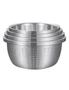 SOGA Stainless Steel Nesting Basin Colander Perforated Kitchen Sink Washing Bowl Metal Basket Strainer Set of 4, hi-res