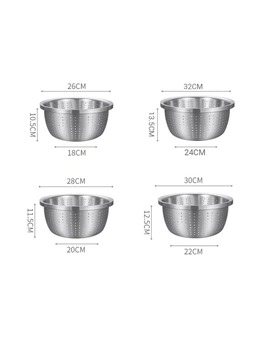 SOGA Stainless Steel Nesting Basin Colander Perforated Kitchen Sink Washing Bowl Metal Basket Strainer Set of 4