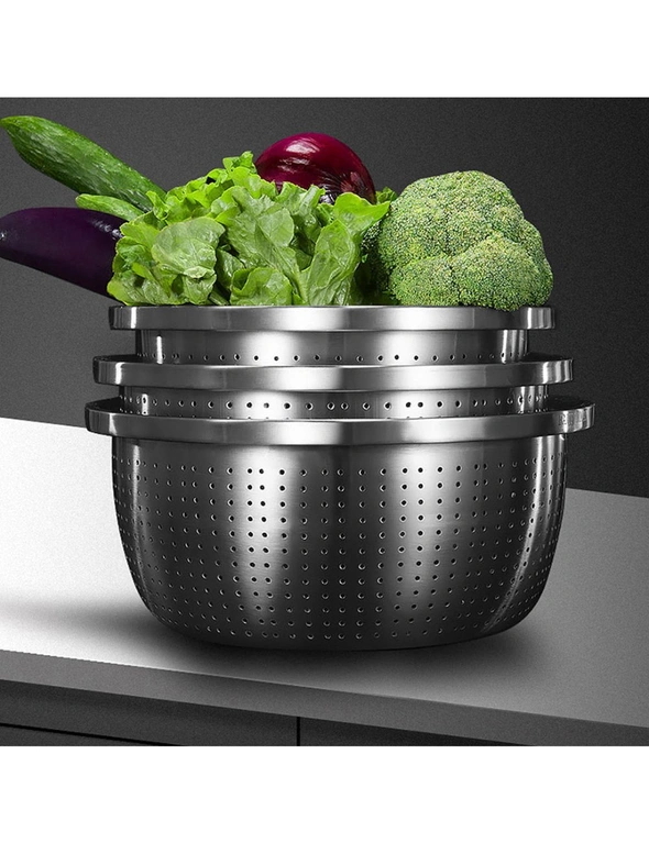 Micro-Perforated Colander Set Of 2 Salad Bowl With Perforated Drain Mesh  Basket Kitchen Strainer Set Washing Rice Filter Basin