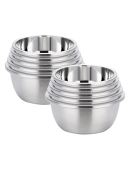 SOGA 2X 5Pcs Deepen Polished Stainless Steel Stackable Baking Washing Mixing Bowls Set Food Storage Basin