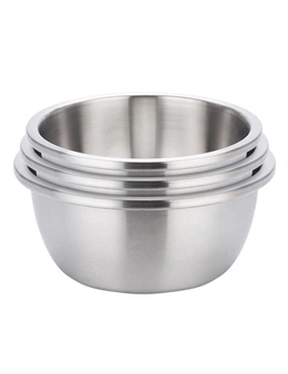 SOGA 3Pcs Deepen Matte Stainless Steel Stackable Baking Washing Mixing Bowls Set Food Storage Basin