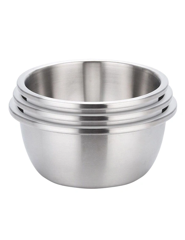 SOGA 3Pcs Deepen Matte Stainless Steel Stackable Baking Washing Mixing Bowls Set Food Storage Basin, hi-res image number null