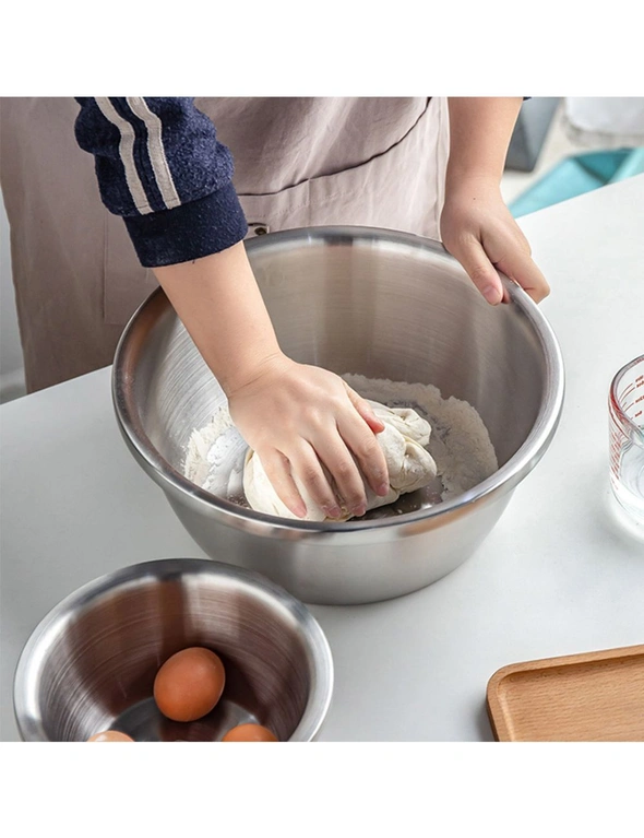 SOGA 3Pcs Deepen Matte Stainless Steel Stackable Baking Washing Mixing  Bowls Set Food Storage Basin