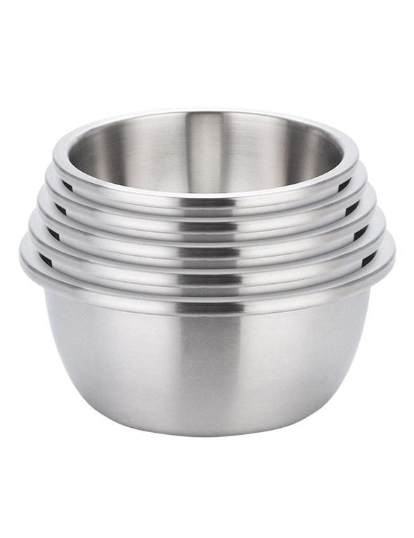 SOGA 5Pcs Deepen Matte Stainless Steel Stackable Baking Washing Mixing Bowls Set Food Storage Basin, hi-res image number null