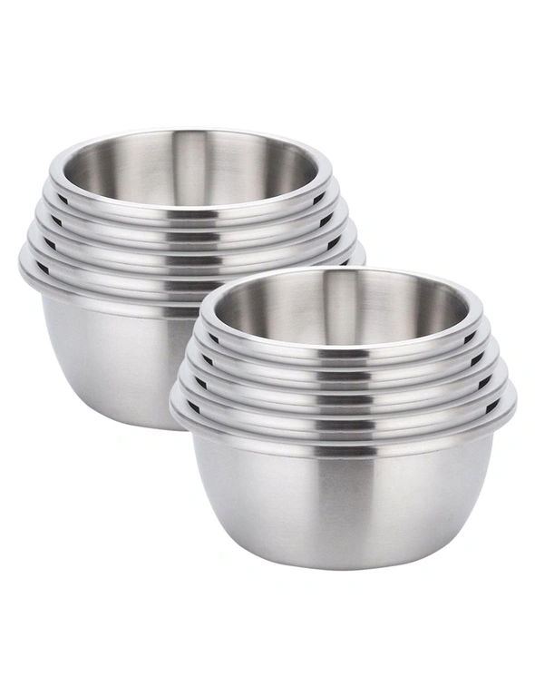 SOGA 2X 5Pcs Deepen Matte Stainless Steel Stackable Baking Washing Mixing Bowls Set Food Storage Basin, hi-res image number null