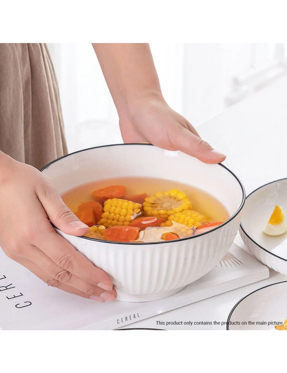 SOGA White Japanese Style Ceramic Dinnerware Crockery Soup Bowl Plate Server Kitchen Home Decor Set of 5, hi-res image number null