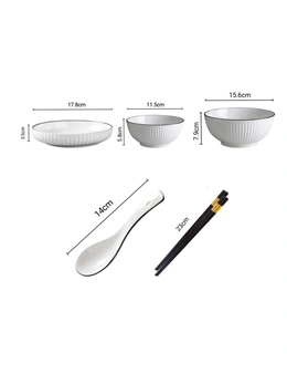 SOGA White Japanese Style Ceramic Dinnerware Crockery Soup Bowl Plate Server Kitchen Home Decor Set of 6