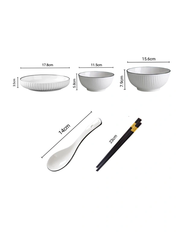 SOGA White Japanese Style Ceramic Dinnerware Crockery Soup Bowl Plate Server Kitchen Home Decor Set of 6, hi-res image number null