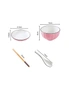 SOGA Pink Japanese Style Ceramic Dinnerware Crockery Soup Bowl Plate Server Kitchen Home Decor Set of 4, hi-res