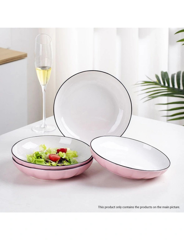 SOGA Pink Japanese Style Ceramic Dinnerware Crockery Soup Bowl Plate Server Kitchen Home Decor Set of 4, hi-res image number null