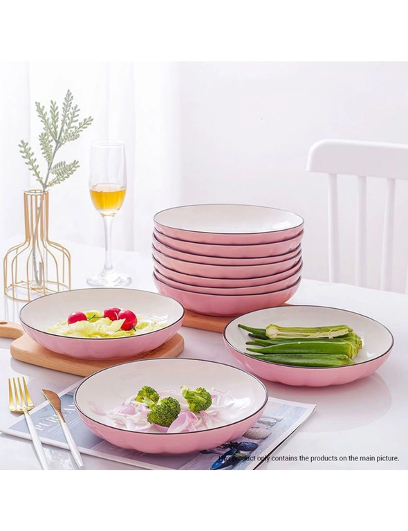 SOGA Pink Japanese Style Ceramic Dinnerware Crockery Soup Bowl Plate Server Kitchen Home Decor Set of 6, hi-res image number null