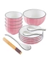 SOGA Pink Japanese Style Ceramic Dinnerware Crockery Soup Bowl Plate Server Kitchen Home Decor Set of 9, hi-res