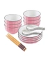 SOGA Pink Japanese Style Ceramic Dinnerware Crockery Soup Bowl Plate Server Kitchen Home Decor Set of 10, hi-res